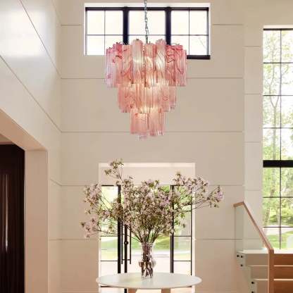 Murano Chandelier – 48 tubes – Alabaster Pink - winglightingus