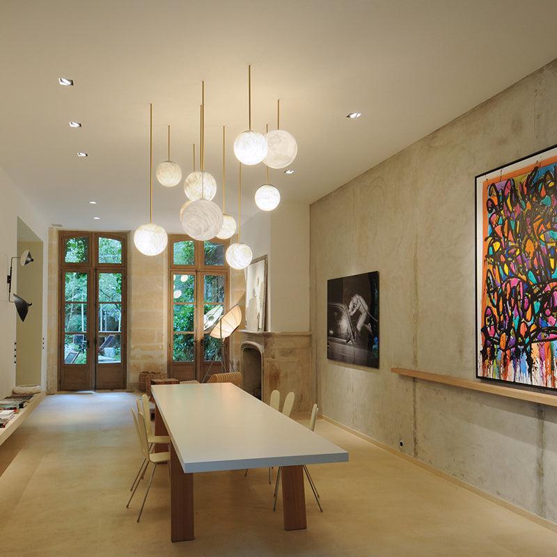 Nami Alabaster Sphere Staircase Chandelier,Multi Pendant Light-chandeliers for dining room,chandeliers for stairways,chandeliers for foyer,chandeliers for bedrooms,chandeliers for kitchen,chandeliers for living room-winglightingus