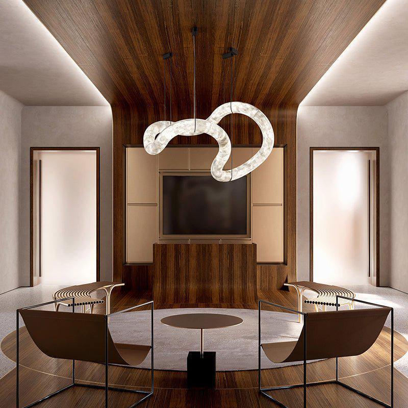 Oslo Infinity Symmetrical Entryway Alabaster Pendant Light-winglightingus