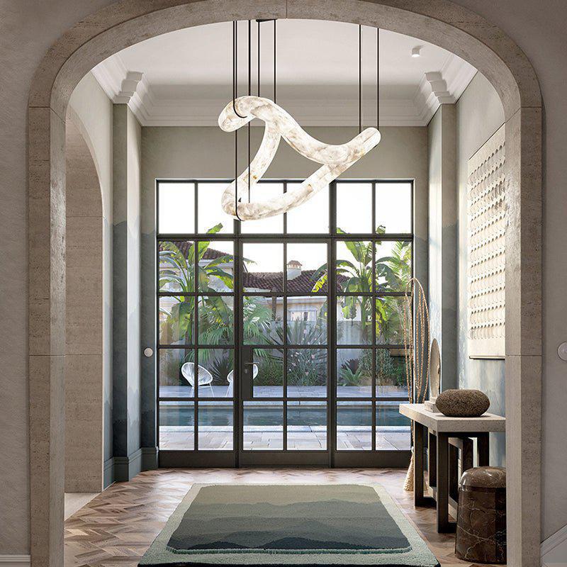 Oslo Infinity Symmetrical Entryway Alabaster Pendant Light-winglightingus