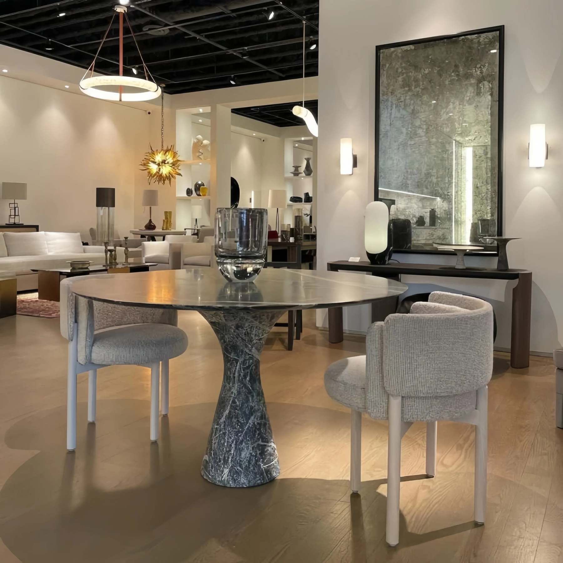 Oslo L1P Pendant Alabaster Chandelier, Halo Ring Chandelier With canopy Over Dining Table-Chandelier-winglightingus