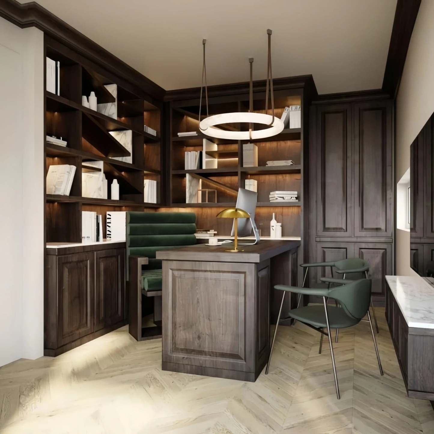 Oslo L1P Pendant Alabaster Chandelier, Halo Ring Chandelier With canopy Over Dining Table-Chandelier-winglightingus