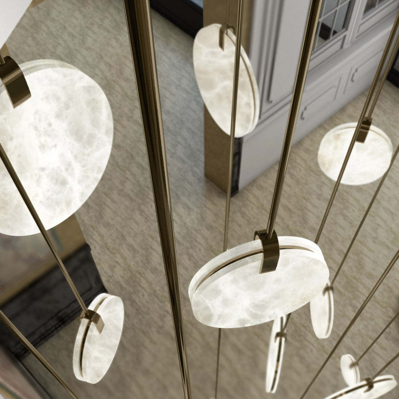 Soho Real Alabaster Disc Pendant Light, Pendant Lamp For Hallway, Staircase Pendant Light Kevinstudiolives