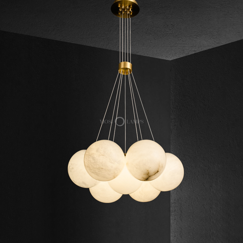 Sophie Modern  Alabaster Ball Pendant Light, Dining Room Light Chandelier Kevin Studio Inc