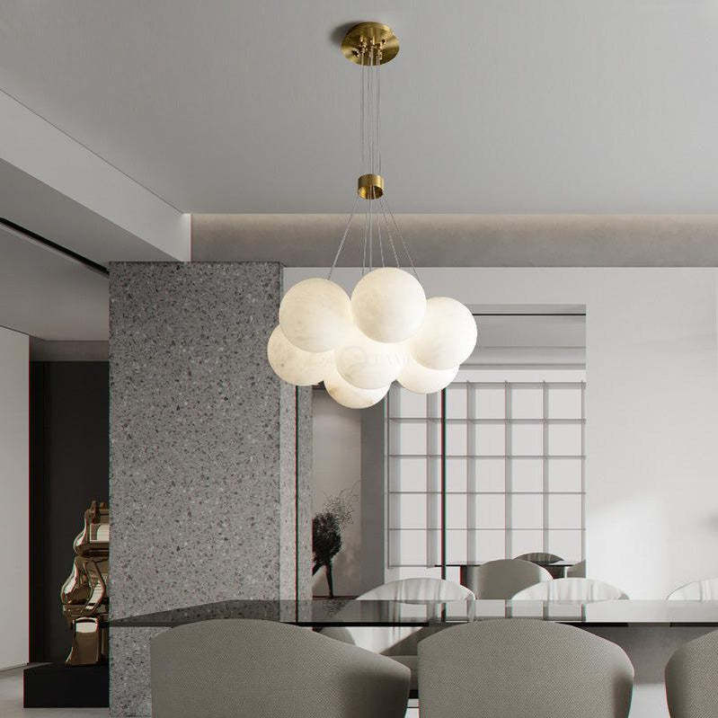 Sophie Modern  Alabaster Ball Pendant Light, Dining Room Light Chandelier Kevin Studio Inc