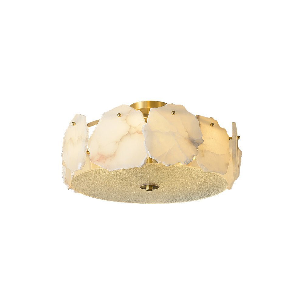 Valeria Alabaster Ceiling Lamp - ∅ 17.7″ x H 7.9″Copper & Whitewinglightingus
