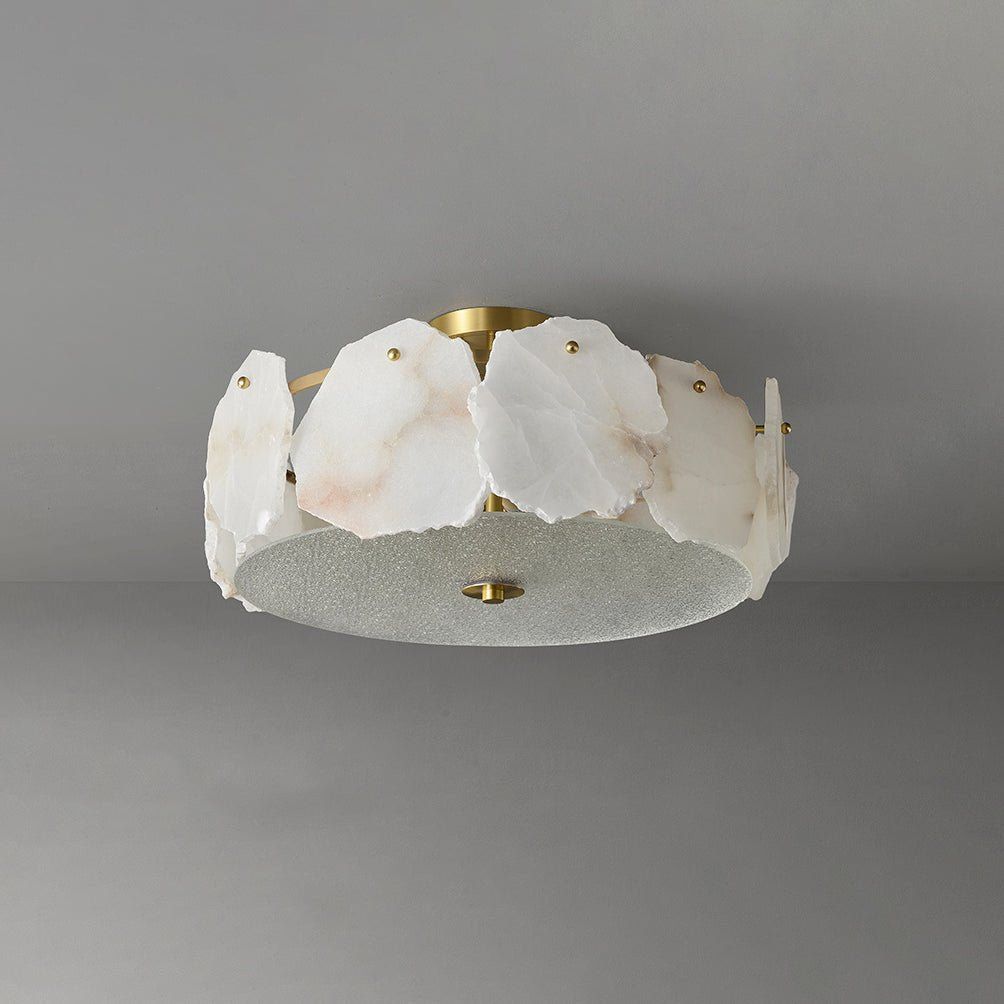 Valeria Alabaster Ceiling Lamp - ∅ 17.7″ x H 7.9″Copper & Whitewinglightingus