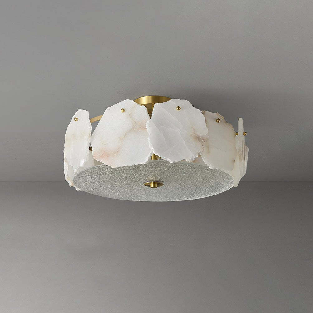 Valeria Alabaster Ceiling Lamp - ∅ 17.7″ x H 7.9″Copper & Whitewinglightingus