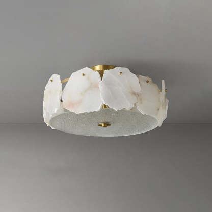 Valeria Alabaster Ceiling Lamp - ∅ 17.7″ x H 7.9″Copper & Whitewinglightingus