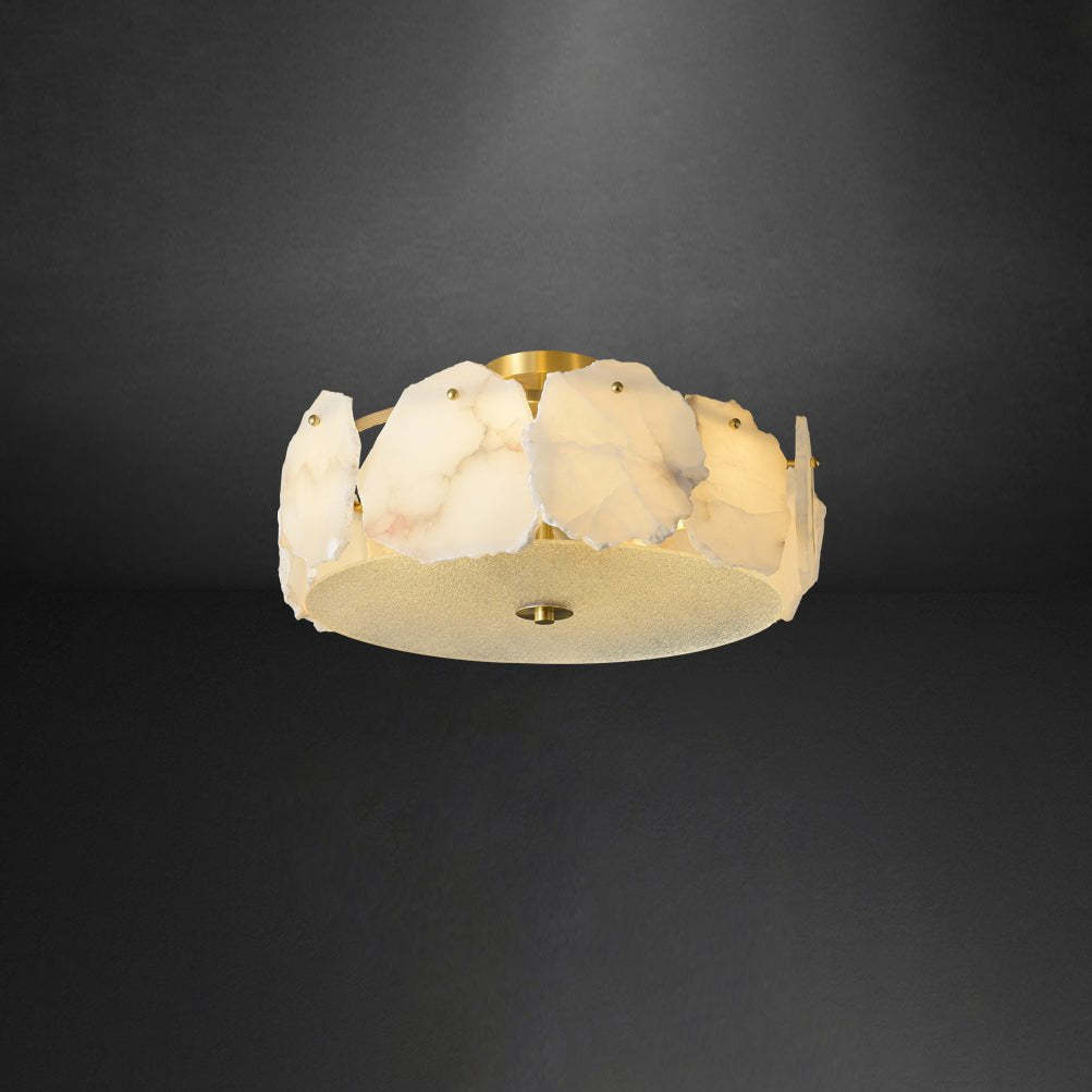 Valeria Alabaster Ceiling Lamp - ∅ 17.7″ x H 7.9″Copper & Whitewinglightingus