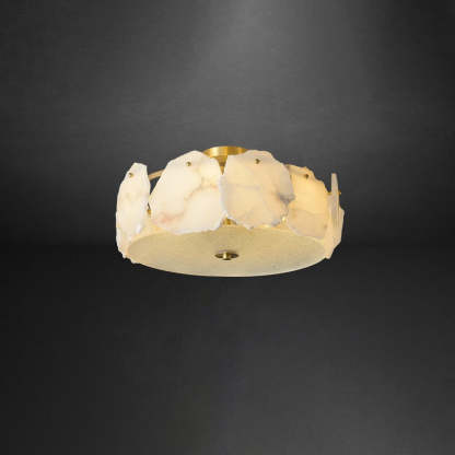 Valeria Alabaster Ceiling Lamp - ∅ 17.7″ x H 7.9″Copper & Whitewinglightingus