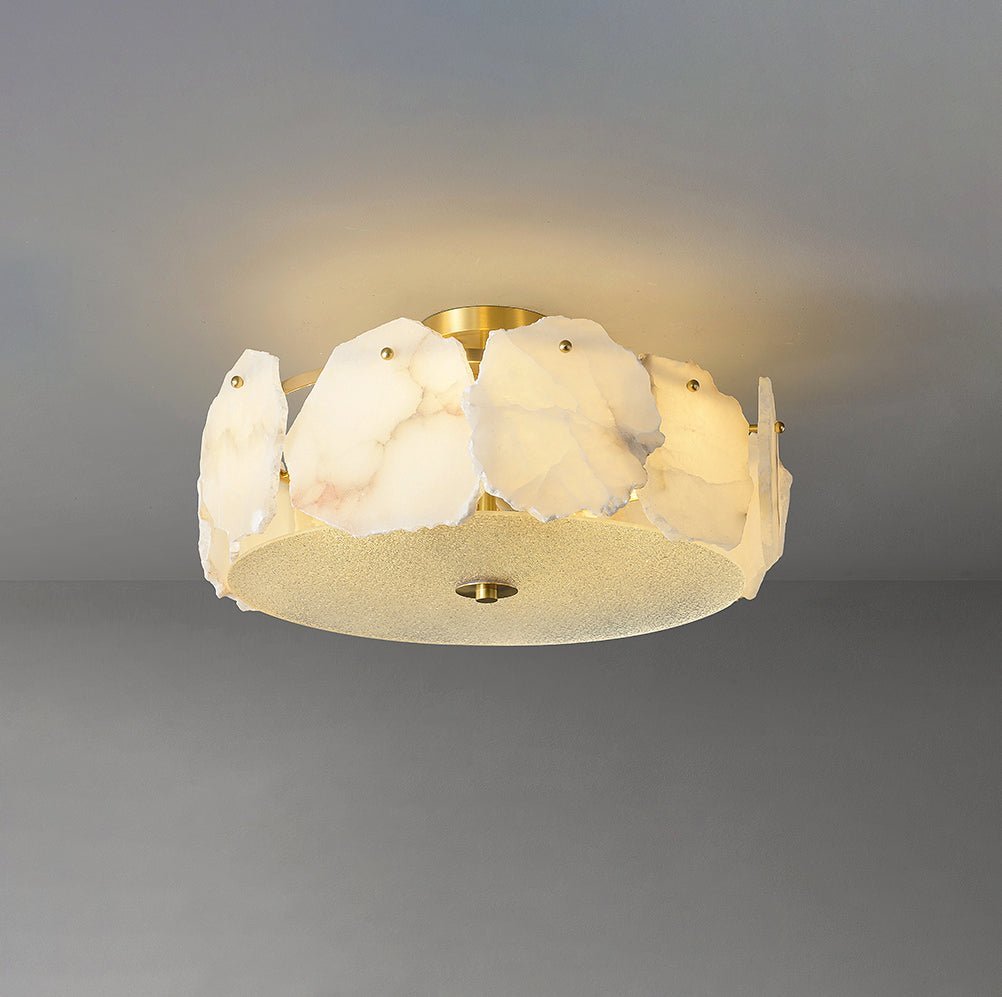 Valeria Alabaster Ceiling Lamp - ∅ 17.7″ x H 7.9″Copper & Whitewinglightingus