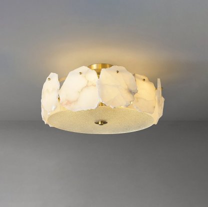 Valeria Alabaster Ceiling Lamp - ∅ 17.7″ x H 7.9″Copper & Whitewinglightingus