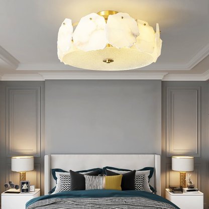 Valeria Alabaster Ceiling Lamp - ∅ 17.7″ x H 7.9″Copper & Whitewinglightingus