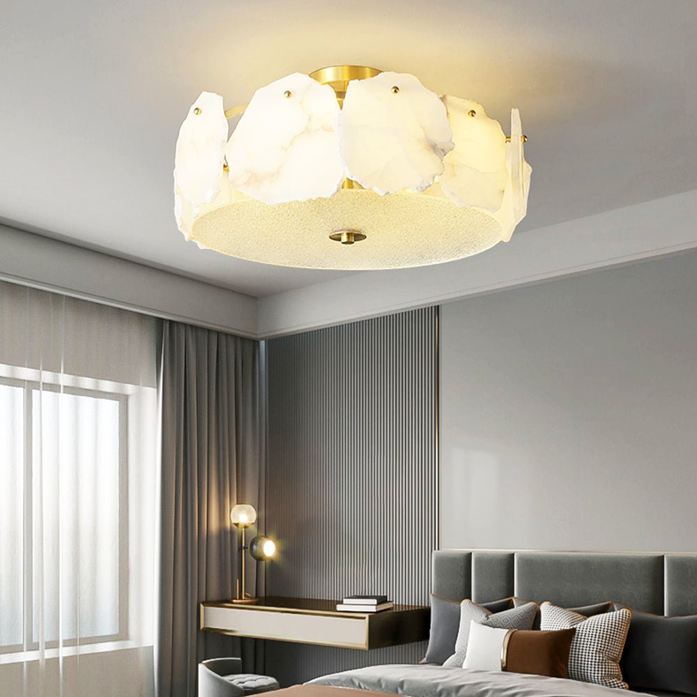 Valeria Alabaster Ceiling Lamp - ∅ 17.7″ x H 7.9″Copper & Whitewinglightingus