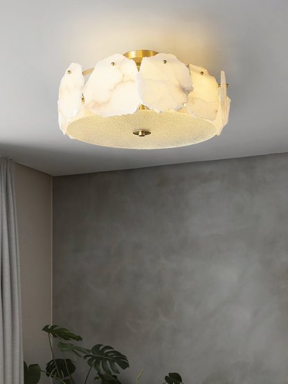 Valeria Alabaster Ceiling Lamp - ∅ 17.7″ x H 7.9″Copper & Whitewinglightingus