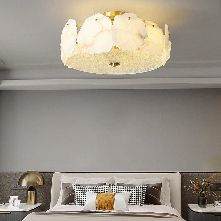 Valeria Alabaster Ceiling Lamp - ∅ 17.7″ x H 7.9″Copper & Whitewinglightingus