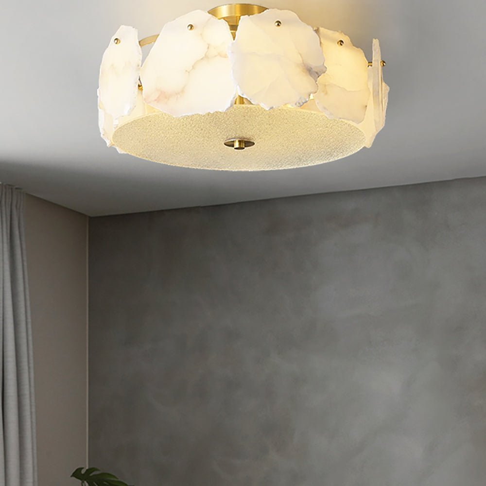 Valeria Alabaster Ceiling Lamp - ∅ 17.7″ x H 7.9″Copper & Whitewinglightingus