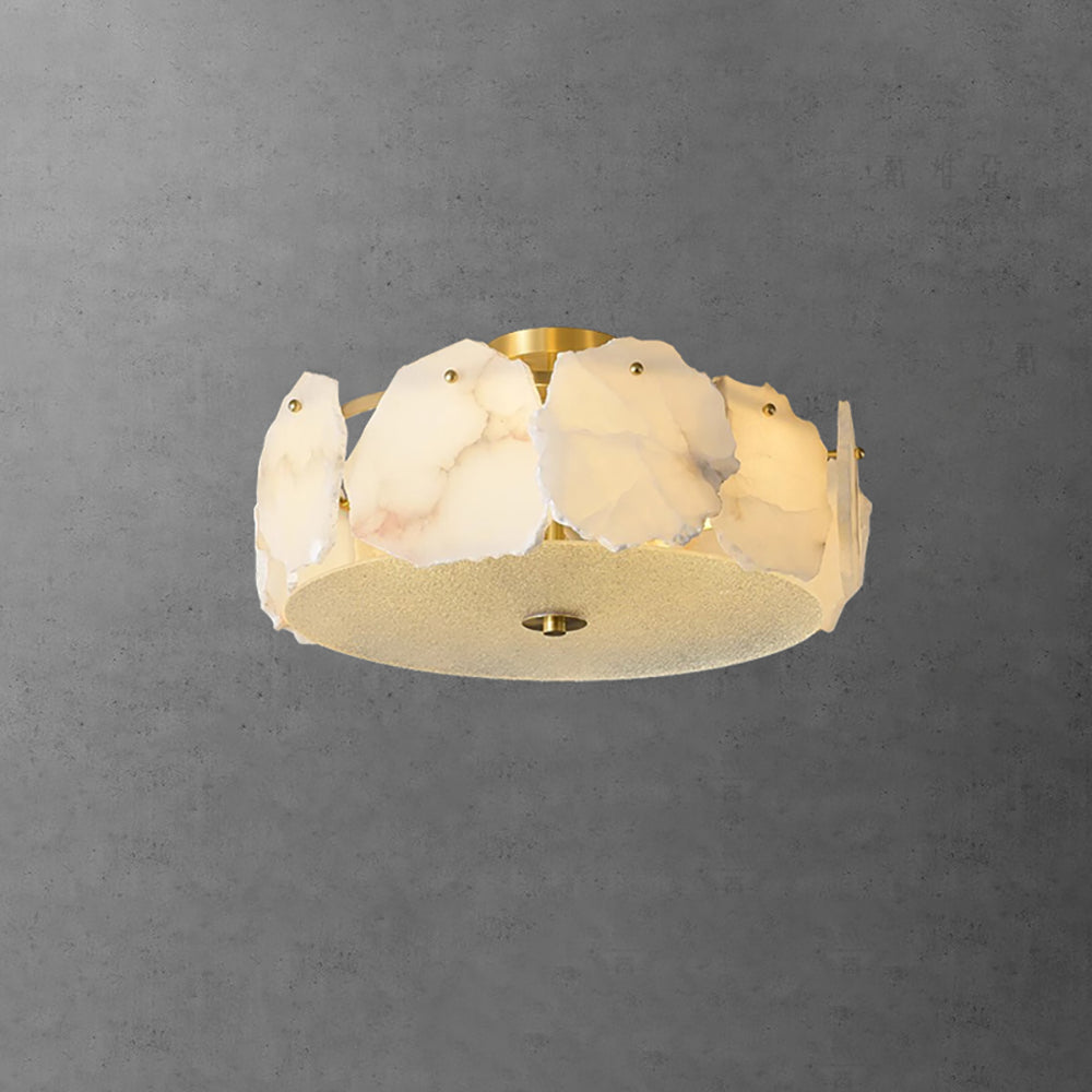Valeria Alabaster Ceiling Lamp - ∅ 17.7″ x H 7.9″Copper & Whitewinglightingus