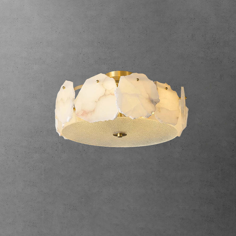 Valeria Alabaster Ceiling Lamp - ∅ 17.7″ x H 7.9″Copper & Whitewinglightingus