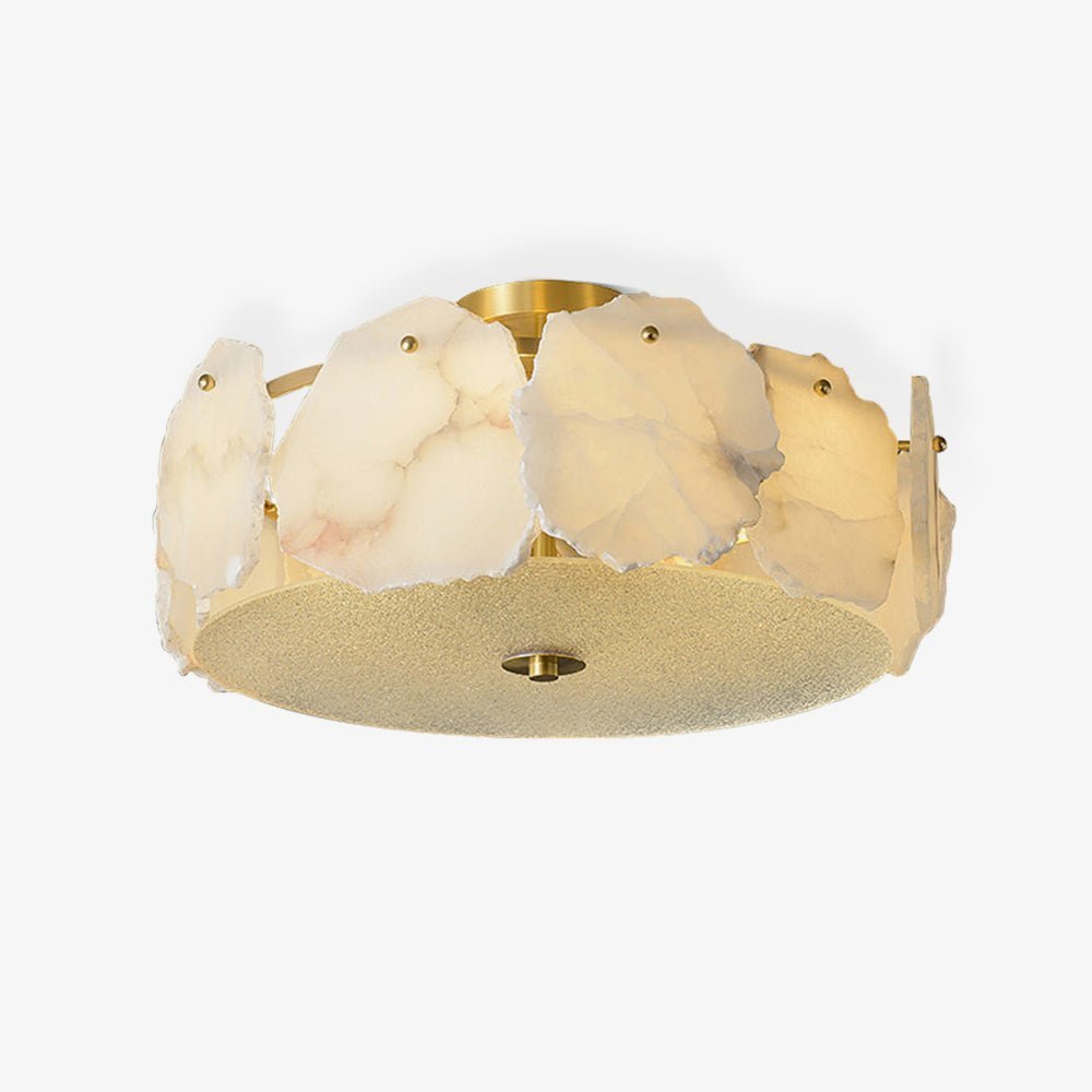 Valeria Alabaster Ceiling Lamp - ∅ 17.7″ x H 7.9″Copper & Whitewinglightingus