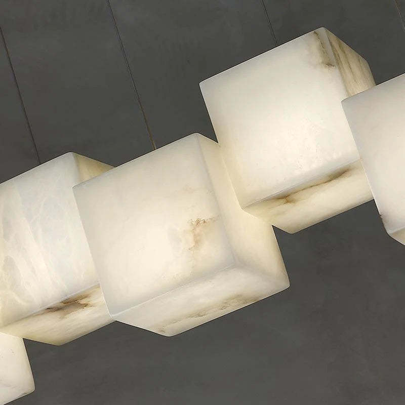 Vasilia Alabaster Cubic Pendant For Dining Table, Kitchen Island Pendant Chandeliers Kevin Studio Inc