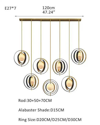 White Alabaster Round Ceiling Pendant Lamp - Gold & Bronze Rotatable Ring - winglightingus
