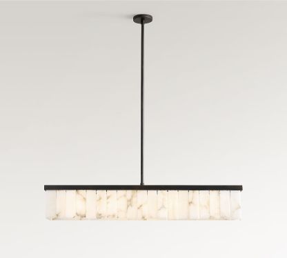 Windham Alabaster Linear Chandelier (49") - Bronzewinglightingus