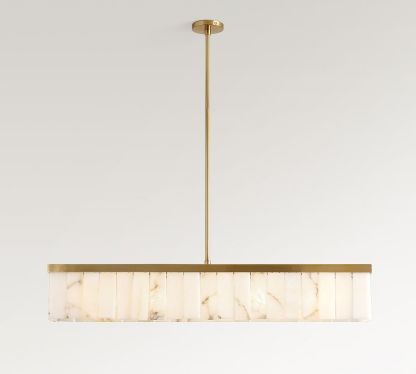 Windham Alabaster Linear Chandelier (49") - Tumbled Brasswinglightingus