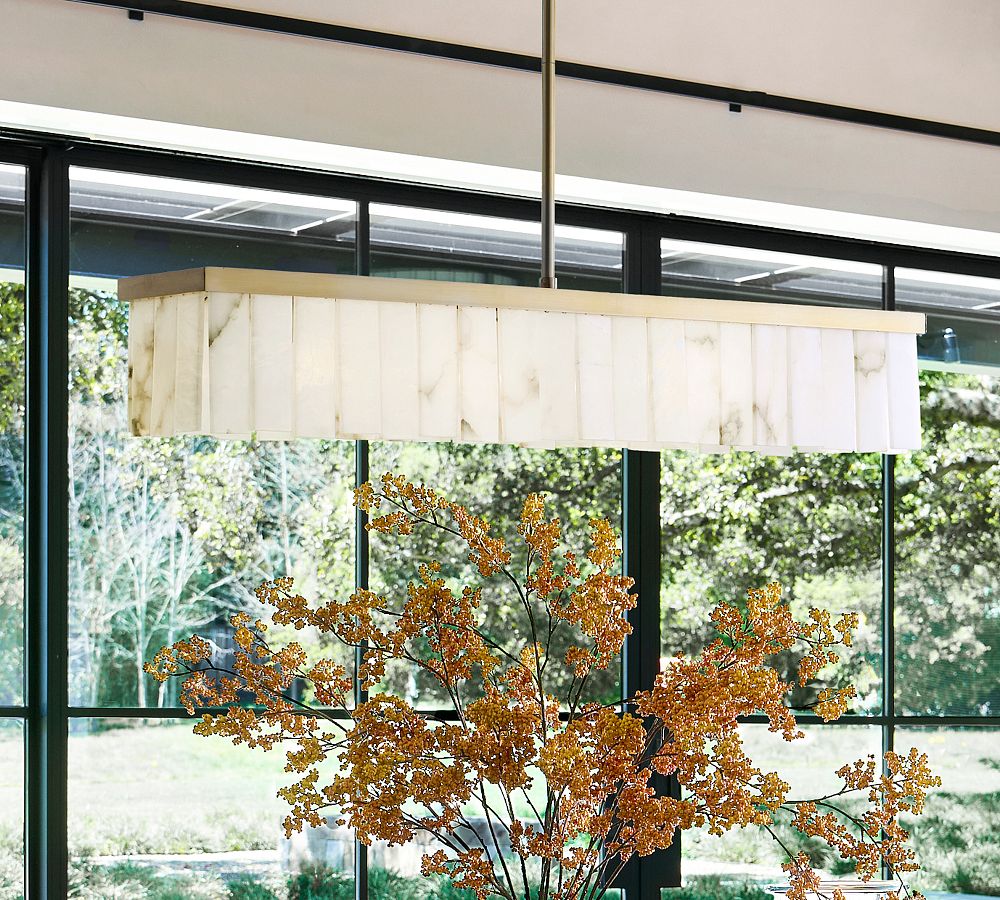 Windham Alabaster Linear Chandelier (49") - Bronzewinglightingus