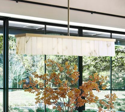 Windham Alabaster Linear Chandelier (49") - Bronzewinglightingus