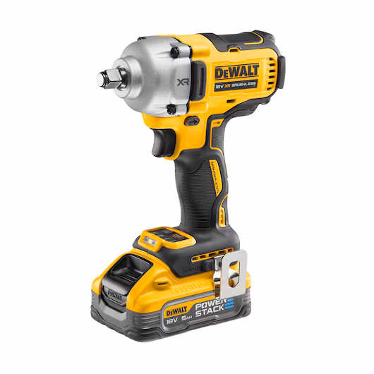 18V XR Brushless 1/2" Hog Ring Anvil Impact Wrench 2x5Ah Powerstack Batteries