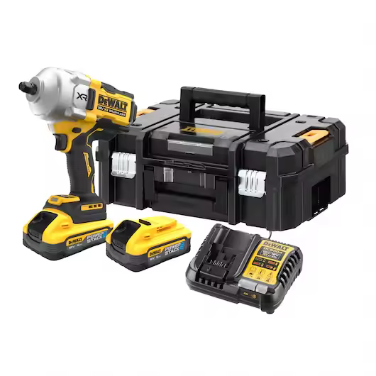 18V XR Brushless 1/2" High Torque Impact Wrench - 2 X POWERSTACK 5AH