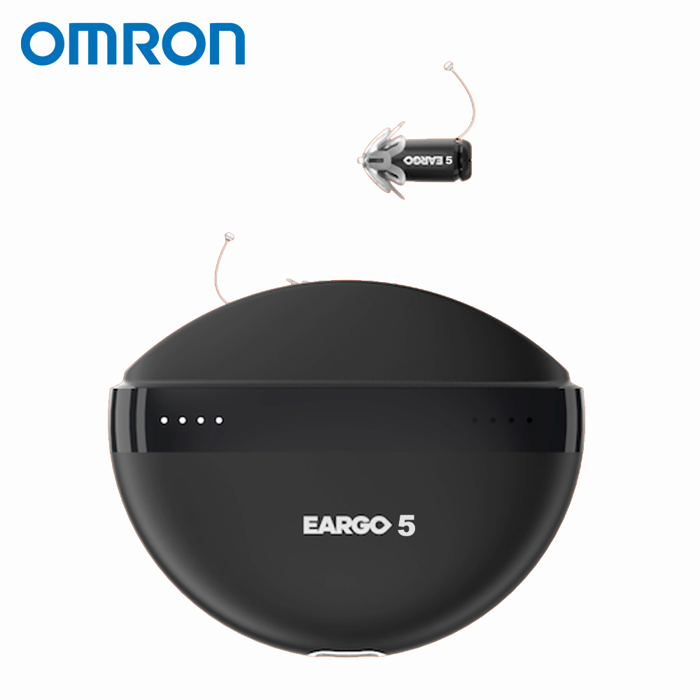 オムロンEARGO 7 OTC 補聴器 - ほぼ見えない、防水、充電式、適応型CIC、FDA承認 🌟 FD