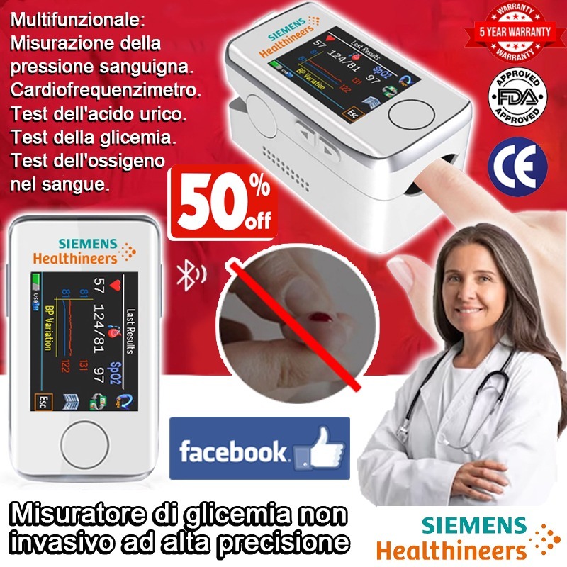 Glucometro multifunzionale non invasivo Siemens (garanzia 10 anni) (misurazione accurata 5 secondi)