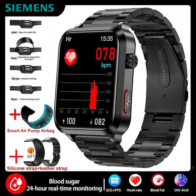 [XF]Smartwatch with accurate blood pressure measurement (2026), air pump and bags.