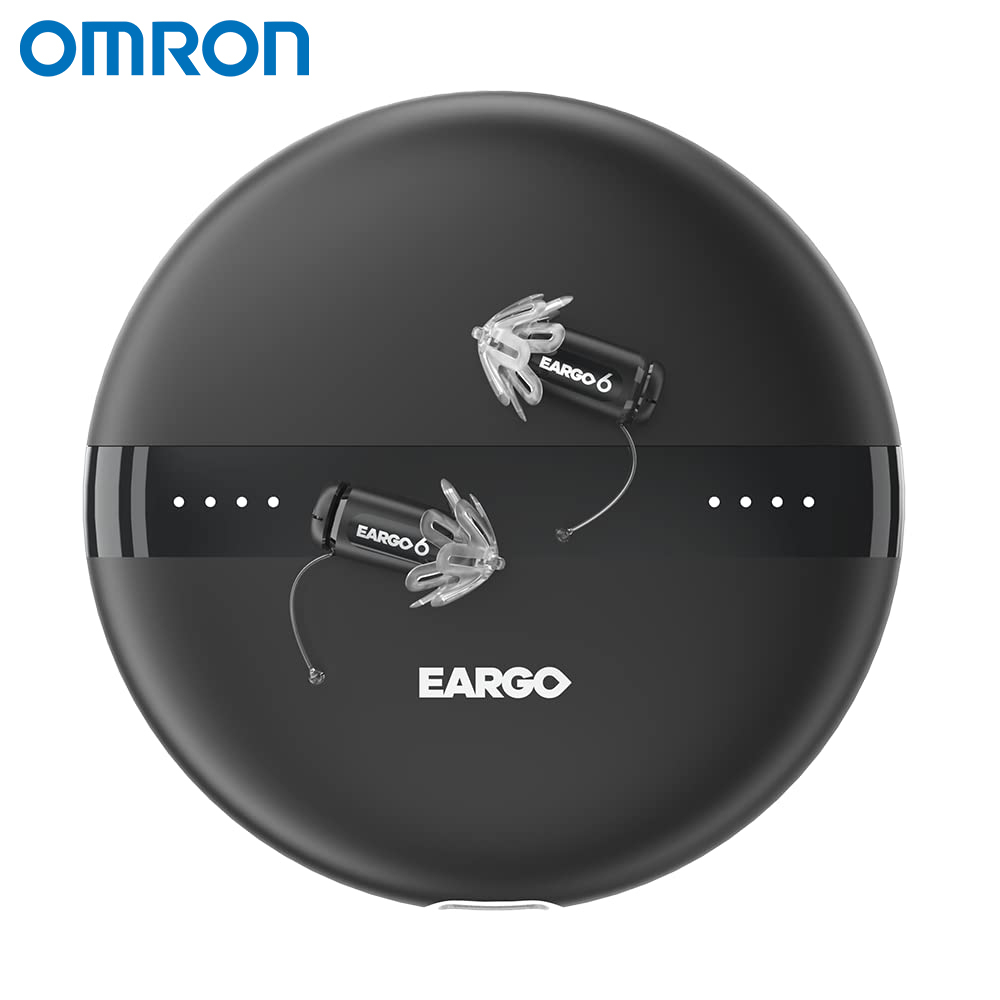 オムロンEARGO 7 OTC 補聴器 - ほぼ見えない、防水、充電式、適応型CIC、FDA承認 🌟 FD