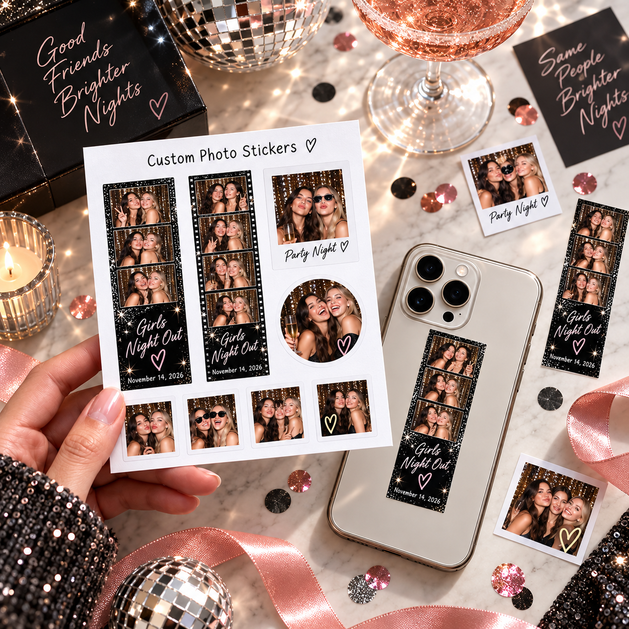 Custom Mini Photo Booth Strip Stickers Personalized Clear Sheet for Phone Case Journaling