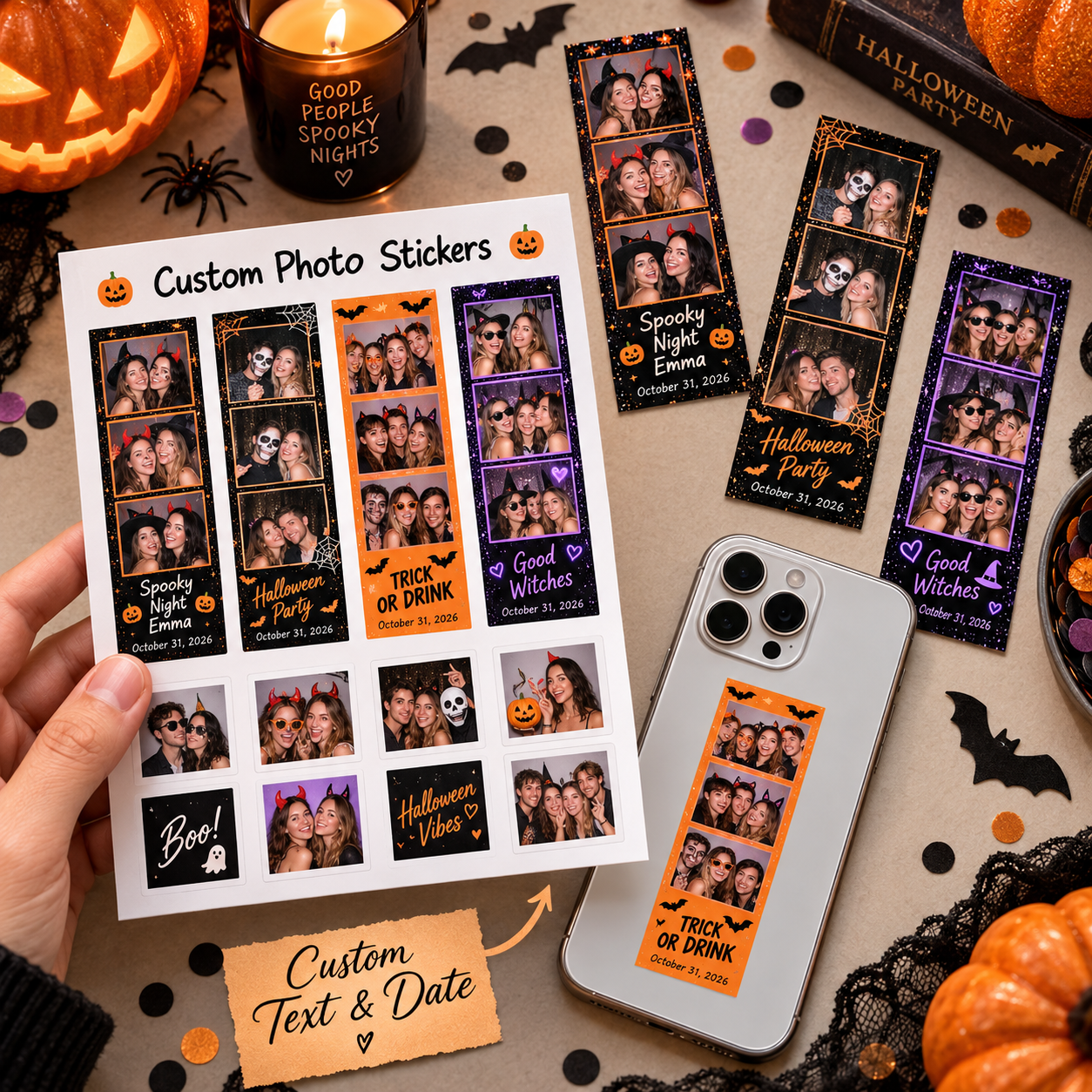 Custom Mini Photo Booth Strip Stickers Personalized Clear Sheet for Phone Case Journaling