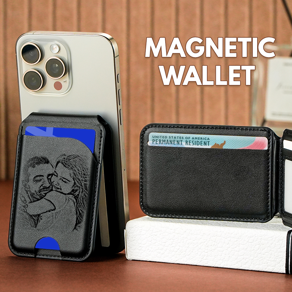New Rotating Magnetic Wallet Stand – Multi-Card Holder with Secure Snap-On Design