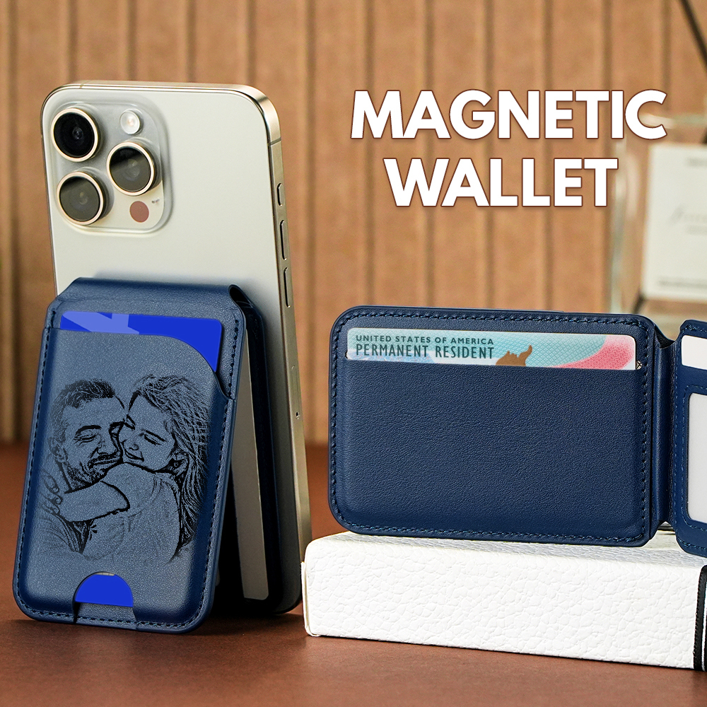 New Rotating Magnetic Wallet Stand – Multi-Card Holder with Secure Snap-On Design