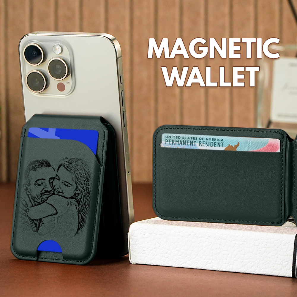 New Rotating Magnetic Wallet Stand – Multi-Card Holder with Secure Snap-On Design