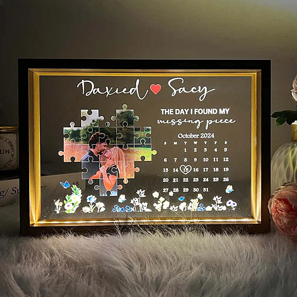 The Day I Found My Missing Piece Light Frame Personalized Gift - myphotowallet