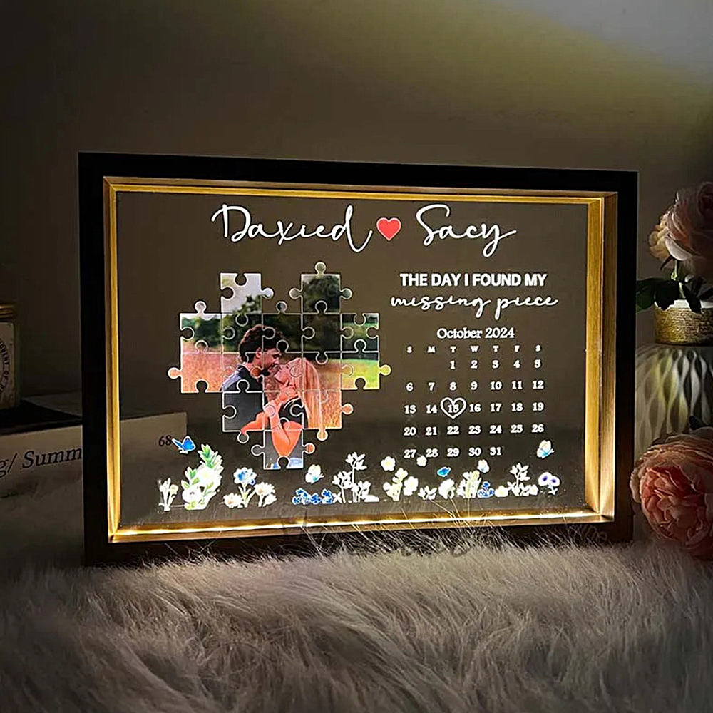 The Day I Found My Missing Piece Light Frame Personalized Gift - myphotowallet