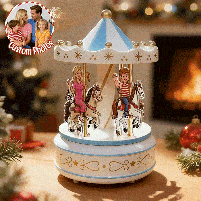 Custom Portrait Carousel Music Box Ornament Family Member Desktop Decoration Gift For Family - 