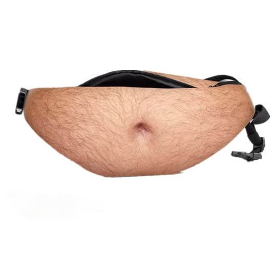 Funny Abs & Belly Fanny Pack – Realistic Body Print Waist Bag, Hilarious White Elephant Gift Idea, Novelty Christmas & Birthday Present