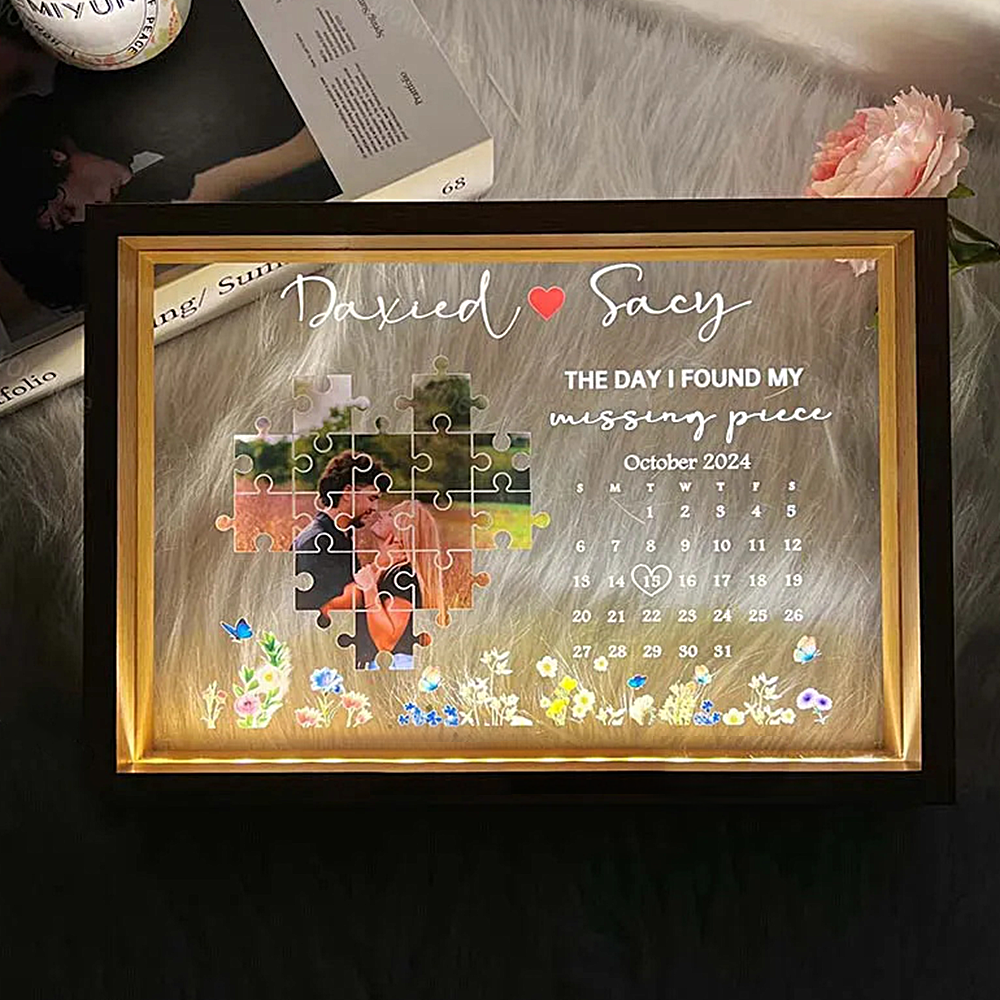 The Day I Found My Missing Piece Light Frame Personalized Gift - myphotowallet