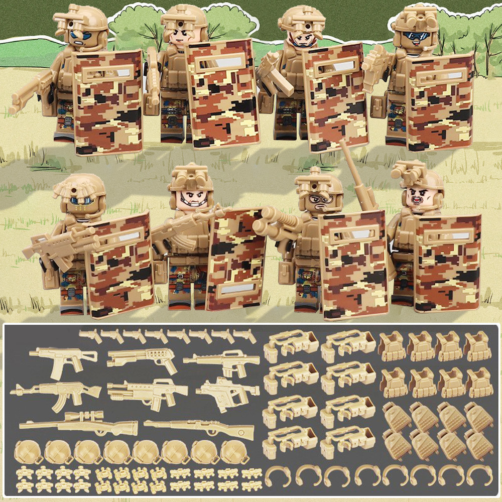 Military Series Block Figures with Equipment Gifts For BF and Kids