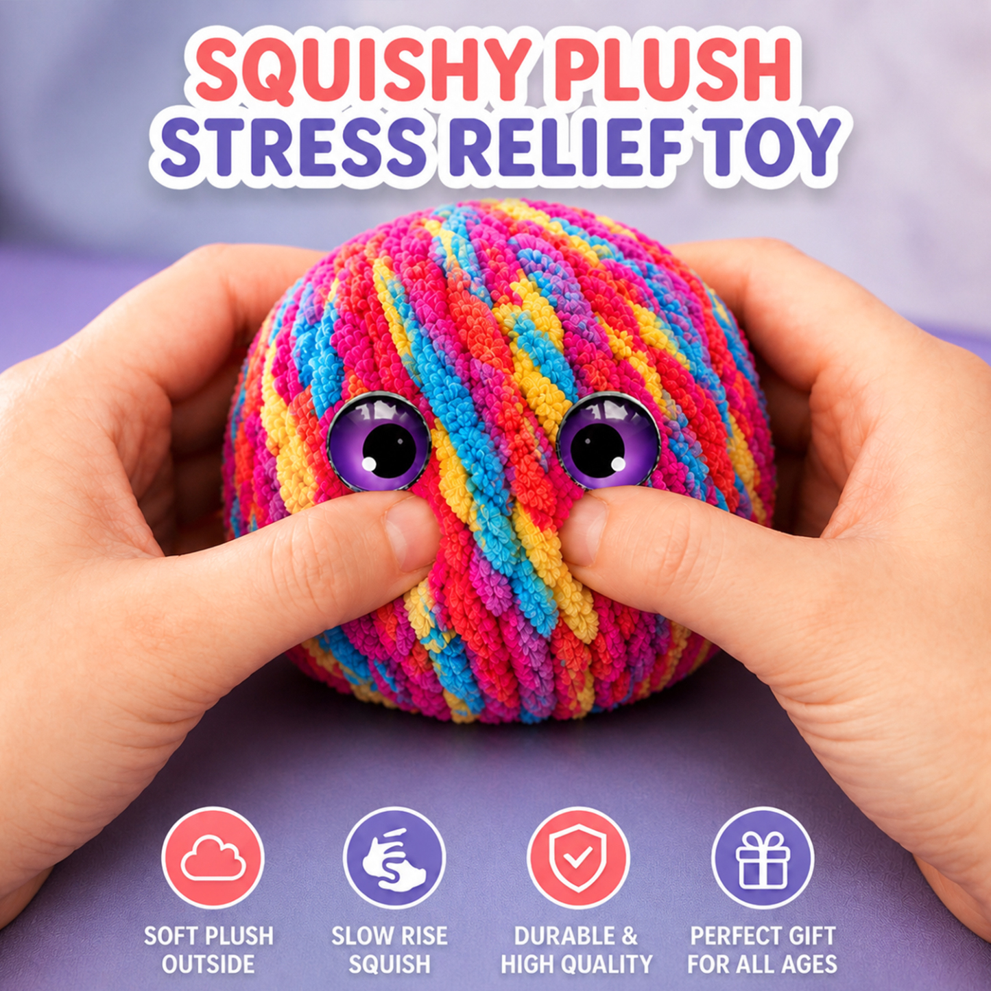 Crochet Bubble Squishy Ball – Soft Handwoven Fidget Toy with Slow-Rising Bubble Pop, Cute Sensory Stress Relief Toy