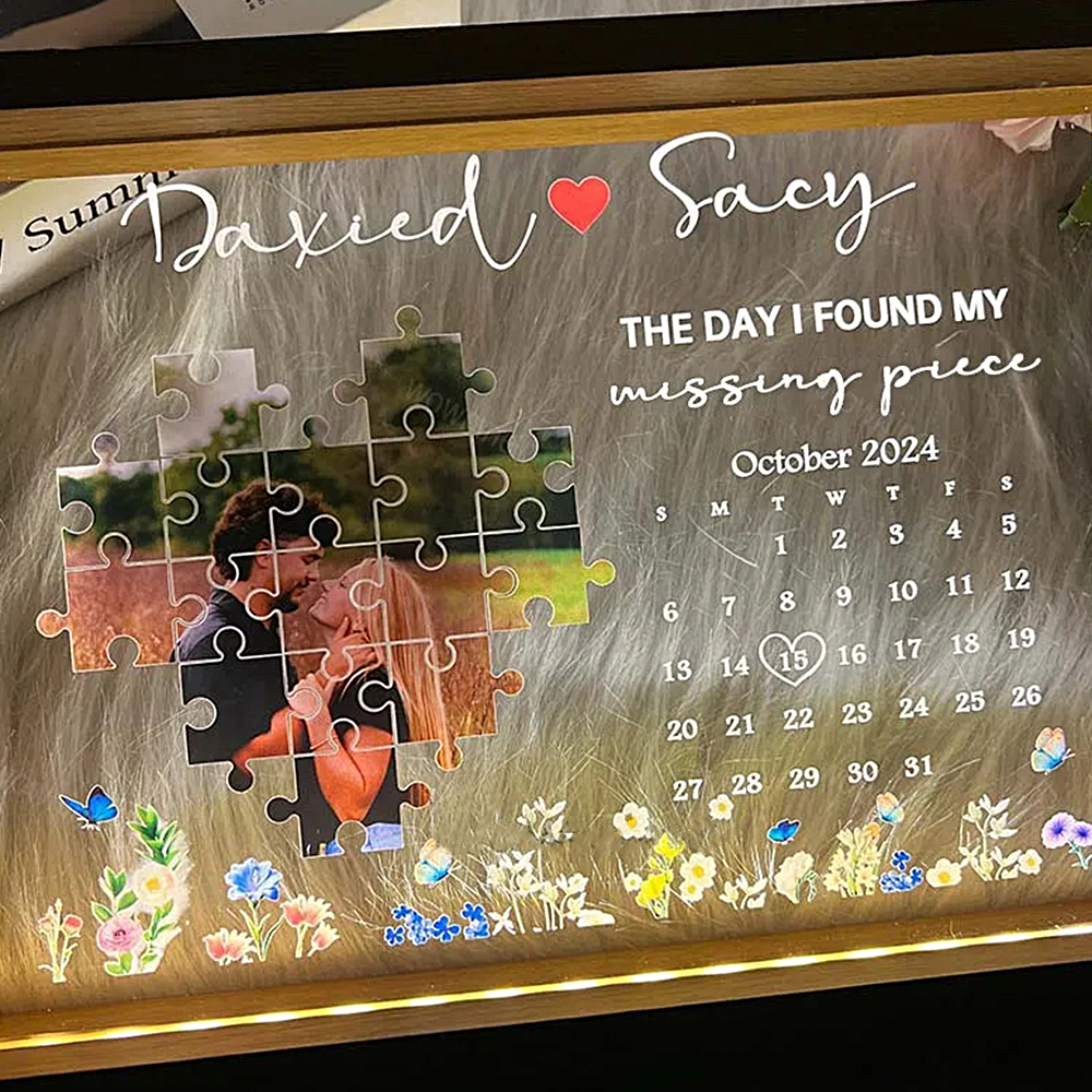 The Day I Found My Missing Piece Light Frame Personalized Gift - myphotowallet